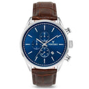 Chrono S Brown Leather Blue Dial Chronograph Watch