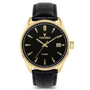 Vincero Kairos Mens Black/Gold Italian Leather Analogue Watch - WATCHES