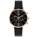 Vincero Kleio Ladies Black/Rose Gold Chronograph Italian Leather Watch - WATCHES