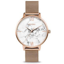 Marble Ladies Italian Marble Dial Rose Gold Mesh Watch