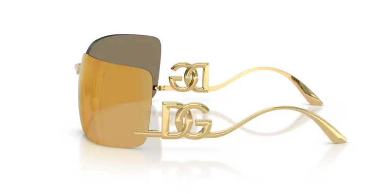 Dolce & Gabbana Rectangle Sunglasses Gold Mirror Lens DG2319 02/5A