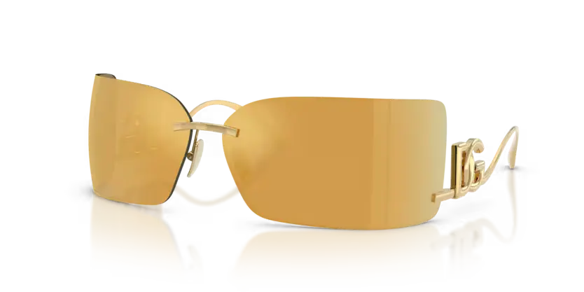 Dolce & Gabbana Rectangle Sunglasses Gold Mirror Lens DG2319 02/5A