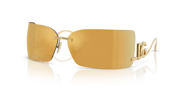 Dolce & Gabbana Rectangle Sunglasses Gold Mirror Lens DG2319 02/5A