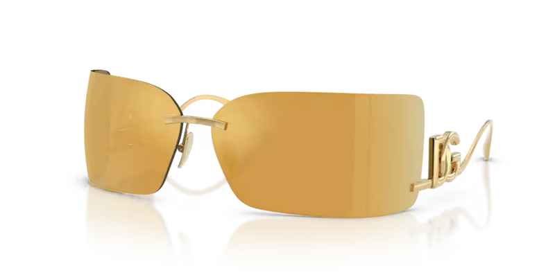 Dolce & Gabbana Rectangle Sunglasses Gold Mirror Lens DG2319 02/5A