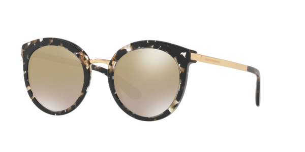 Dolce & Gabbana Round Sunglasses Black/Gold Frame Mirror Lens DG4268 911/6E