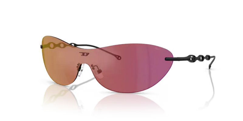 Diesel Sunglasses Oval Matte Black Frame Violet Mirror Red Lens DL1006 109/D0