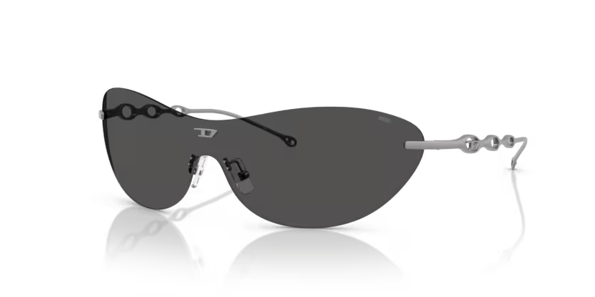 Diesel Sunglasses Oval Matte Gunmetal Frame Dark Grey Lens DL1006 113/87