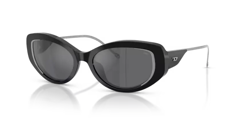 Diesel Sunglasses Oval Black Frame Mirror Lens DL2001MU 701/6G