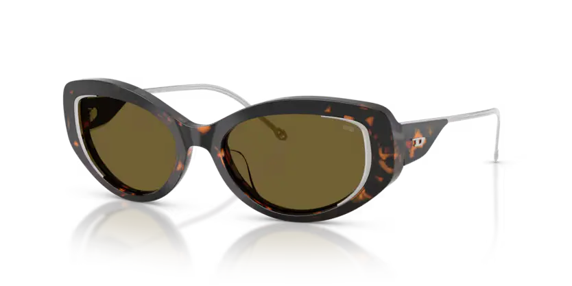 Diesel Sunglasses Rectangle Havana Frame Emerald Iridium Lens DL2002MU 720/J2
