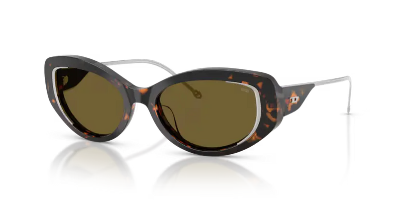 Diesel Sunglasses Rectangle Havana Frame Emerald Iridium Lens DL2002MU 720/J2