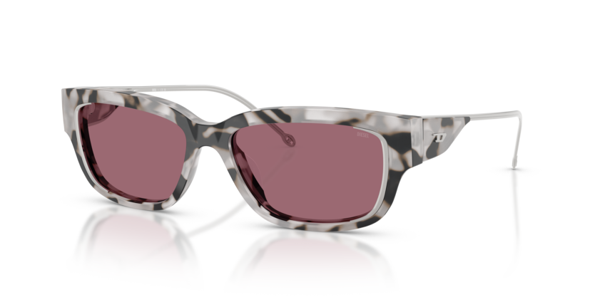Diesel Sunglasses Rectangle Grey Tortoise Frame Red Lens DL2002MU 721/B5