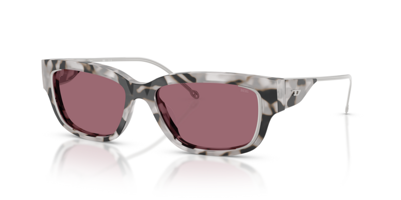 Diesel Sunglasses Rectangle Grey Tortoise Frame Red Lens DL2002MU 721/B5