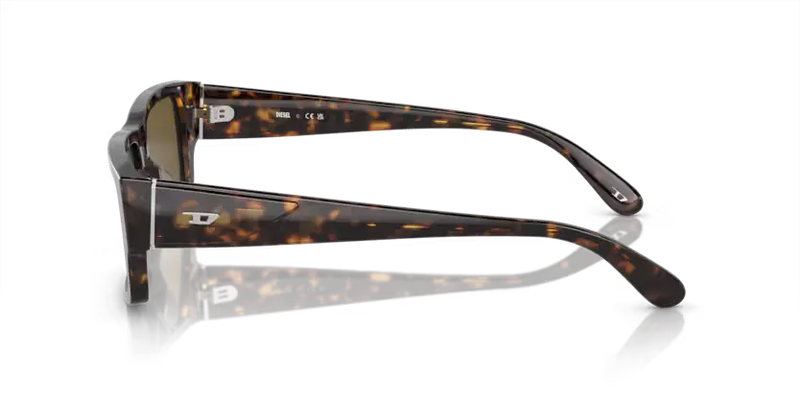 Diesel Sunglasses Rectangle Dark Havana Frame Brown Lens DL2003 713/73