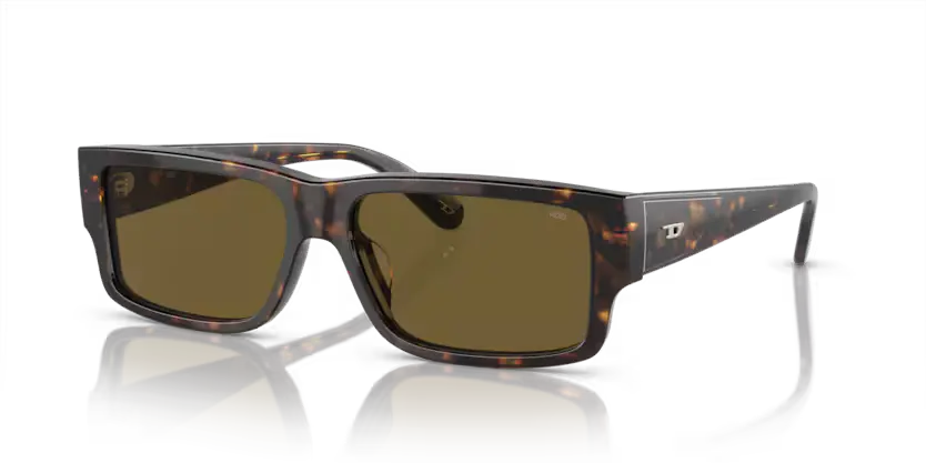 Diesel Sunglasses Rectangle Dark Havana Frame Brown Lens DL2003 713/73