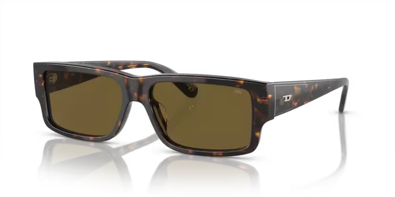 Diesel Sunglasses Rectangle Dark Havana Frame Brown Lens DL2003 713/73