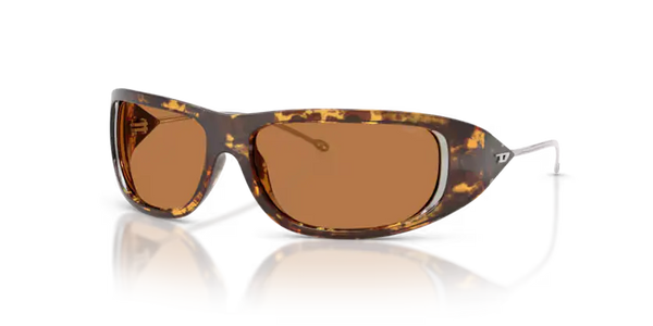 Diesel Sunglasses Oval Havana Frame Light Brown Lens DL3001 201373