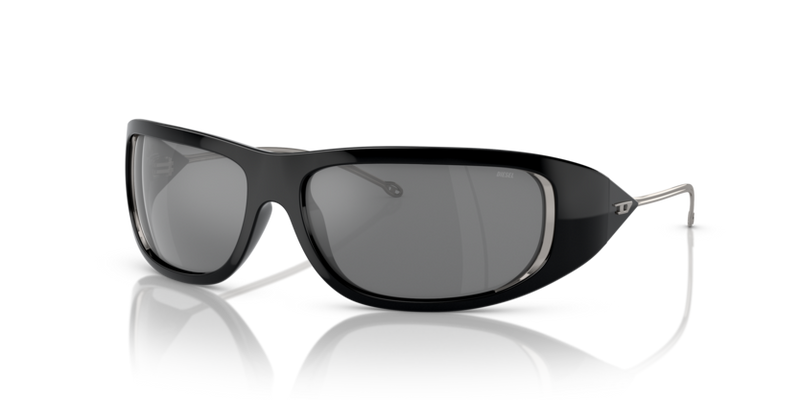 Diesel Sunglasses Oval Black Frame Grey Mirror Lens DL3001 501/6G