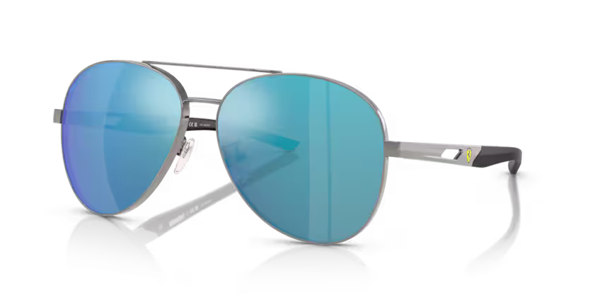 Scuderia Ferrari Sunglasses Gunmetal Frame Mirror Blue Lens FZ5002D 104/9R