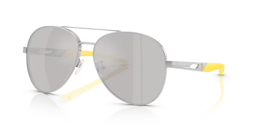 Scuderia Ferrari Sunglasses Brushed Silver Frame Mirror Silver Lens FZ5002D 107/6G