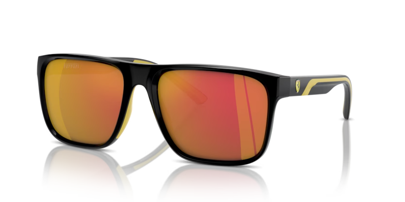 Scuderia Ferrari Square Sunglasses Black Frame Red Lens FZ6002U 501/6Q