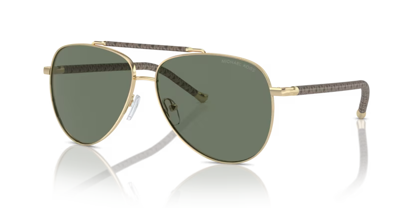 Michael Kors Portugal Sunglasses Pilot Gold Frame Green Lens MK1146 10143H