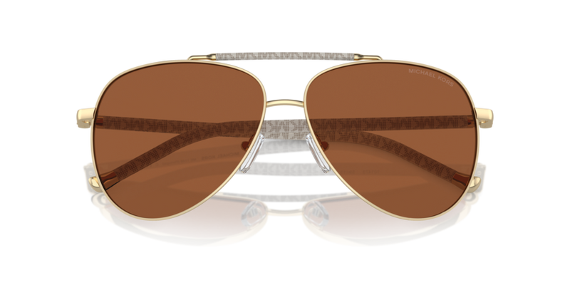 Michael Kors Portugal Sunglasses Pilot Gold Frame Brown Lens MK1146 101473