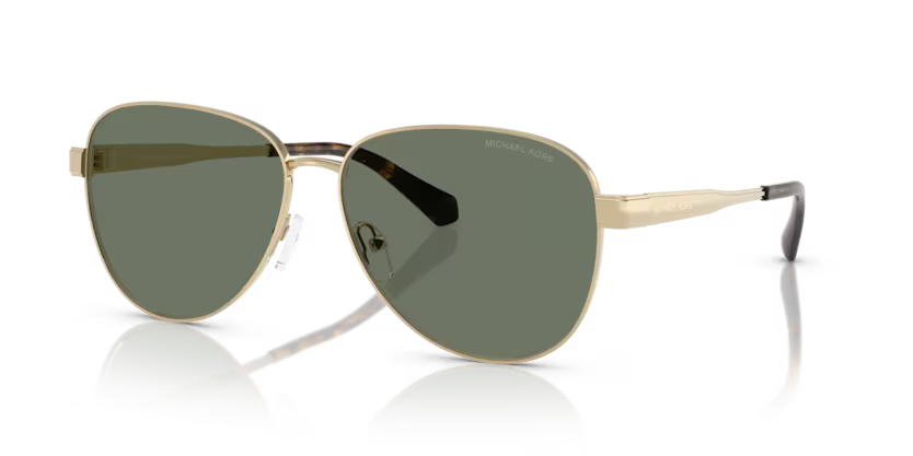 Michael Kors Biarritz Sunglasses Pilot Gold Frame Green Lens MK1160 10143H