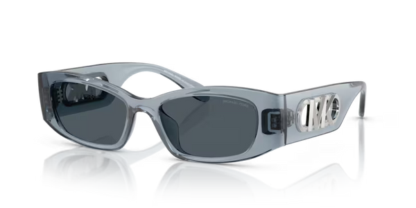 Michael Kors Rhodes Sunglasses Irregular Blue Transparent Frame MK2243U 401487