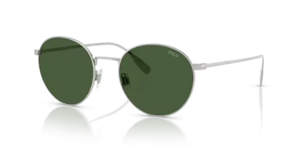 Polo Ralph Lauren Sunglasses Round Silver Frame Green Lens PH3158 942371