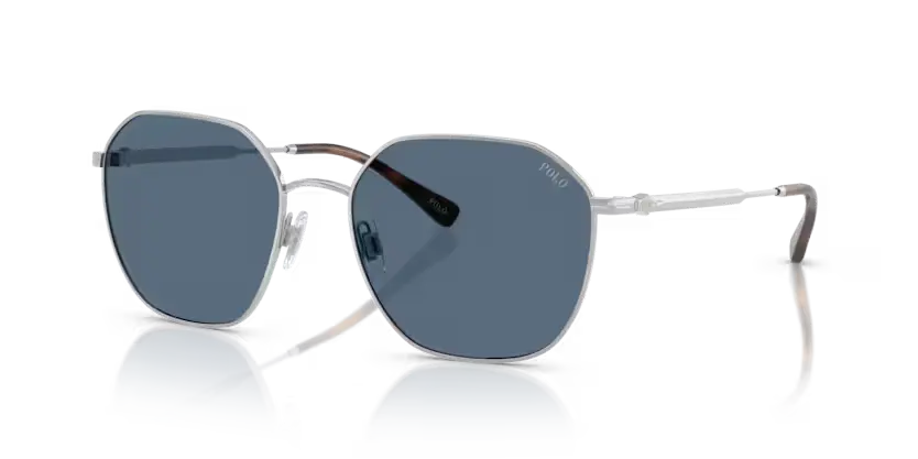 Polo Ralph Lauren Sunglasses Silver Frame Blue Lens PH3160 900180