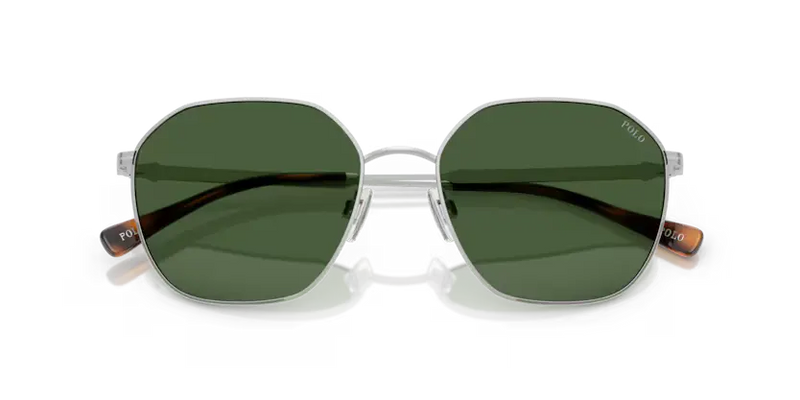 Polo Ralph Lauren Sunglasses Silver Frame Bottle Green Lens PH3160 942371
