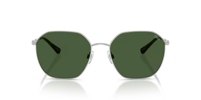 Polo Ralph Lauren Sunglasses Silver Frame Bottle Green Lens PH3160 942371