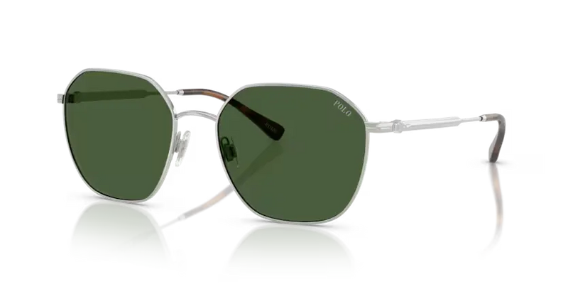 Polo Ralph Lauren Sunglasses Silver Frame Bottle Green Lens PH3160 942371