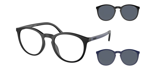 Polo Ralph Lauren Clip-On Sunglasses Phantos Black/Blue Dual Frames PH4183U 588687