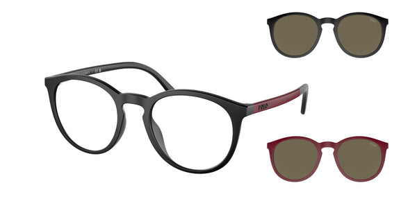 Polo Ralph Lauren Clip-On Sunglasses Phantos Black/Red Dual Frame PH4183U 5944/3