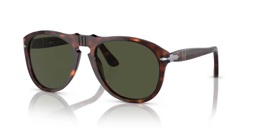 Persol Men's Pilot Sunglasses Havana Frame Green Lens PO0649 24/31