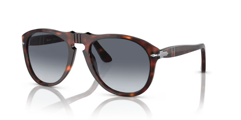 Persol Men's Pilot Sunglasses Havana Frame Blue Gradient Lens PO0649 24/86