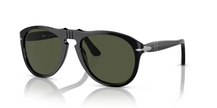 Persol Men's Pilot Sunglasses Black Frame Green Lens PO0649 95/31