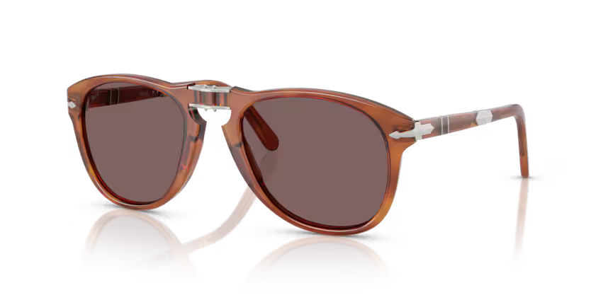 Persol Men's Steve McQueen Sunglasses Terra Di Siena Frame Violet Lens PO0714SM 96/53