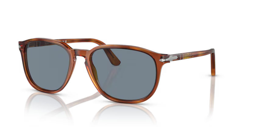 Persol Men's Square Sunglasses Terra Di Siena Frame Light Blue Lens PO03019S 96/56