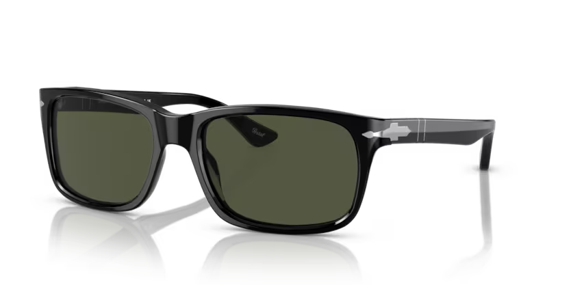 Persol Men's Rectangle Sunglasses Black Frame Green Lens PO3048S 95/31