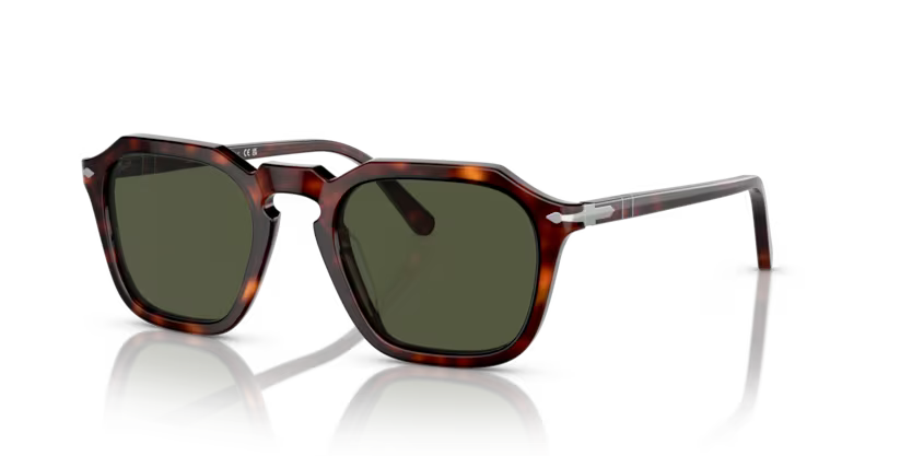 Persol Square Sunglasses Havana Frame Green Lens PO3292S 24/31