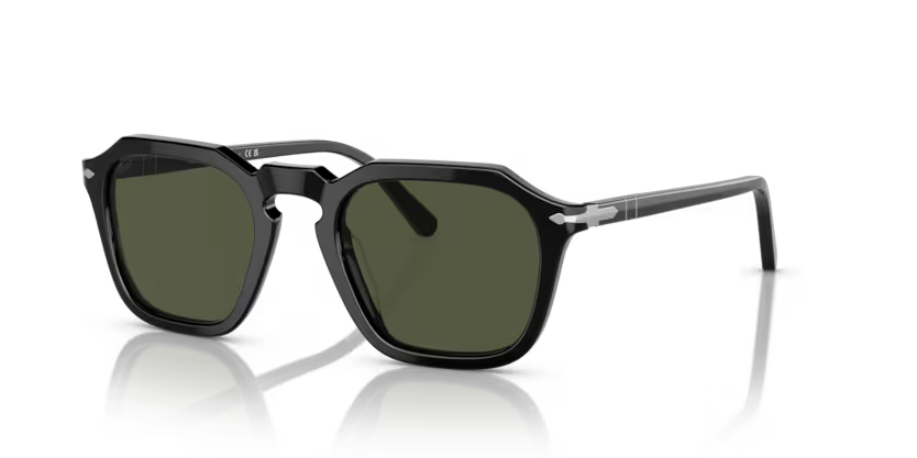 Persol Square Sunglasses Black Frame Green Lens PO3292S 95/31
