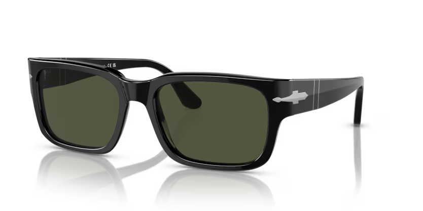 Persol Men's Rectangle Sunglasses Black Frame Green Lens PO3315S 95/31