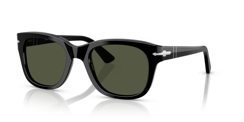 Persol Square Sunglasses Black Frame Green Lens PO3372S 95/31