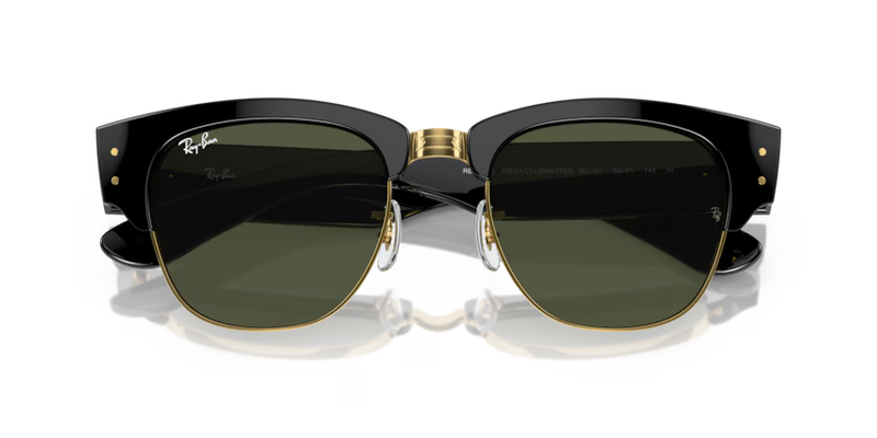 Ray-Ban Mega Clubmaster Sunglasses Black Frame Green Lens RB0316S 901/31