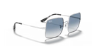 Ray-Ban Square Sunglasses Silver with Clear Gradient Blue Lens RB1971 91493F