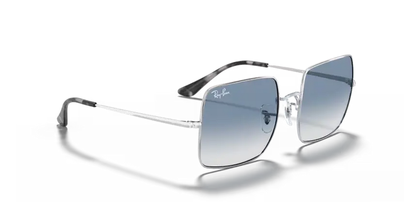 Ray-Ban Square Sunglasses Silver with Clear Gradient Blue Lens RB1971 91493F
