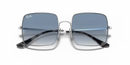 Ray-Ban Square Sunglasses Silver with Clear Gradient Blue Lens RB1971 91493F
