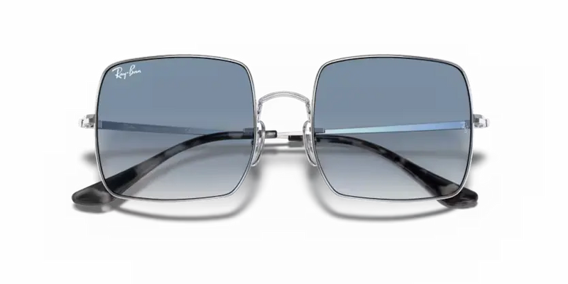 Ray-Ban Square Sunglasses Silver with Clear Gradient Blue Lens RB1971 91493F